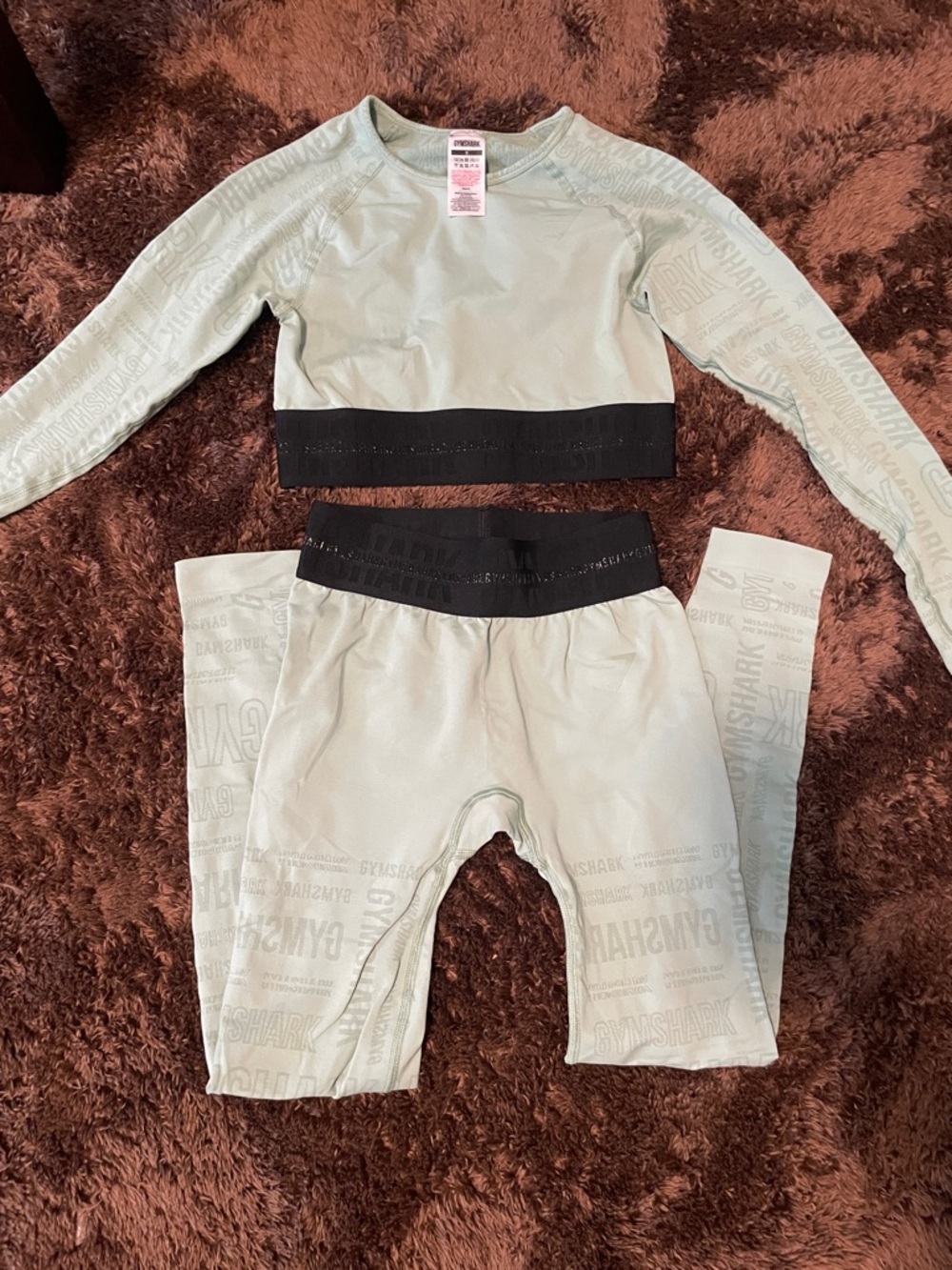 Gymshark Sage Green Legging Set with Black Waistband